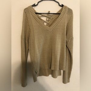 Cream lace back sweater, size M